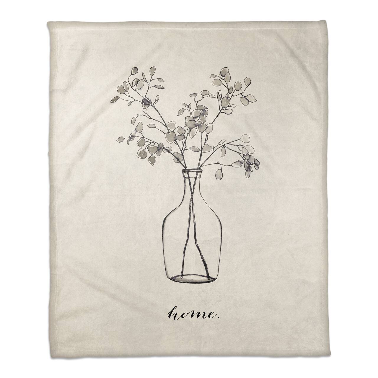 Flower Line Drawing 50" x 60" Coral Fleece Blanket